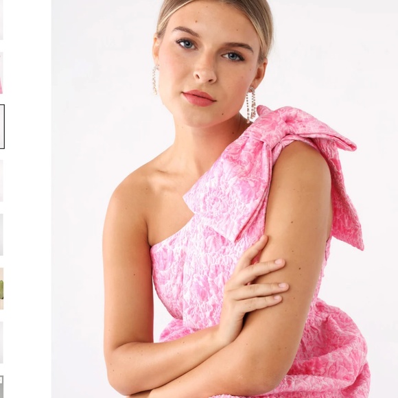 Abbey Glass Small S Caroline Gown pink bubble jacquard nwt - Picture 3 of 8